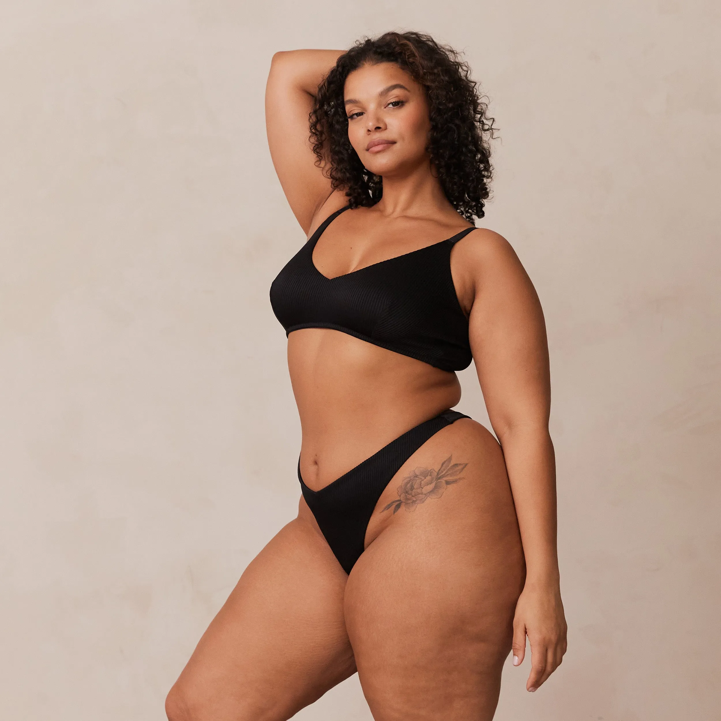 Ribbed Triangle Soutien-Gorge - Noir