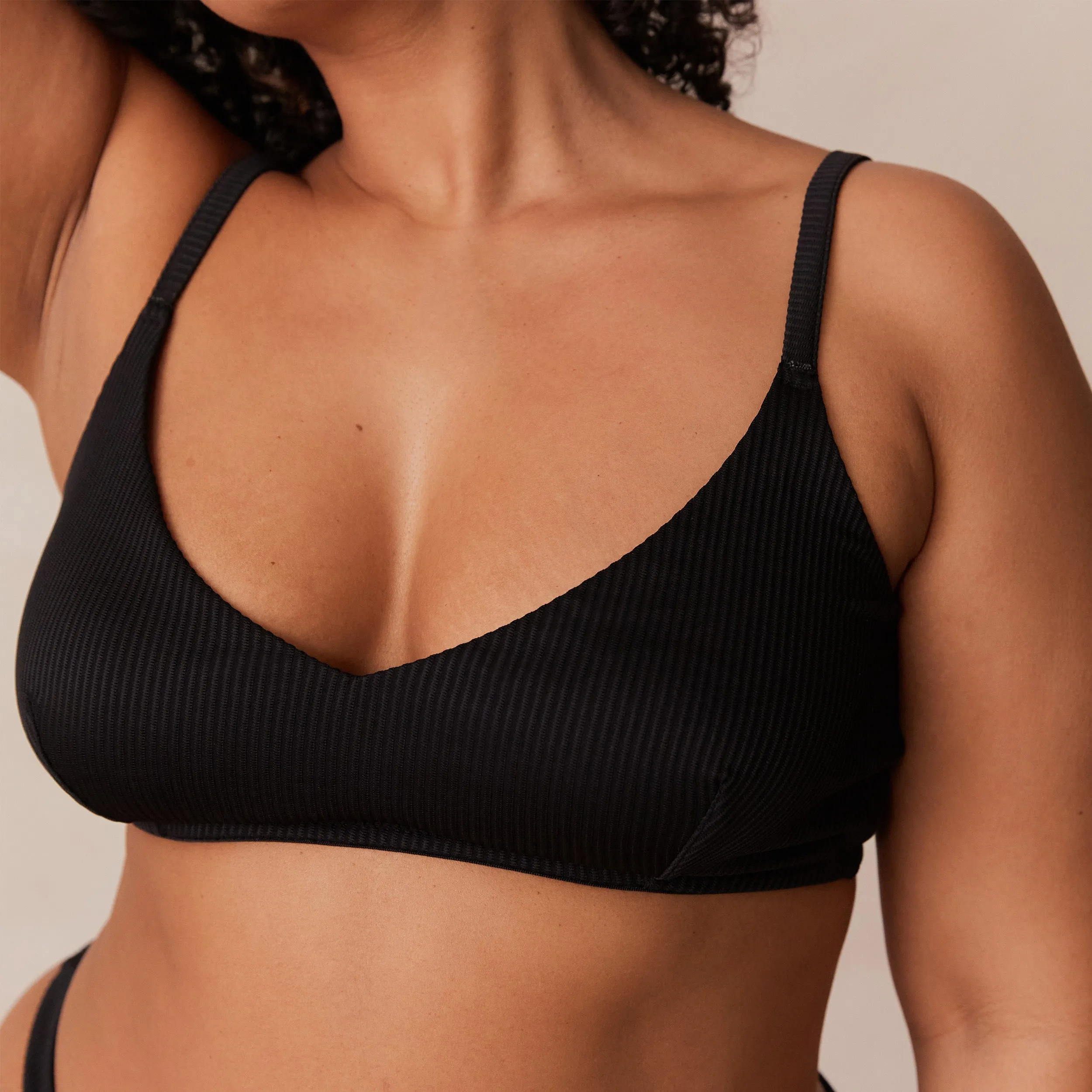 Ribbed Triangle Soutien-Gorge - Noir