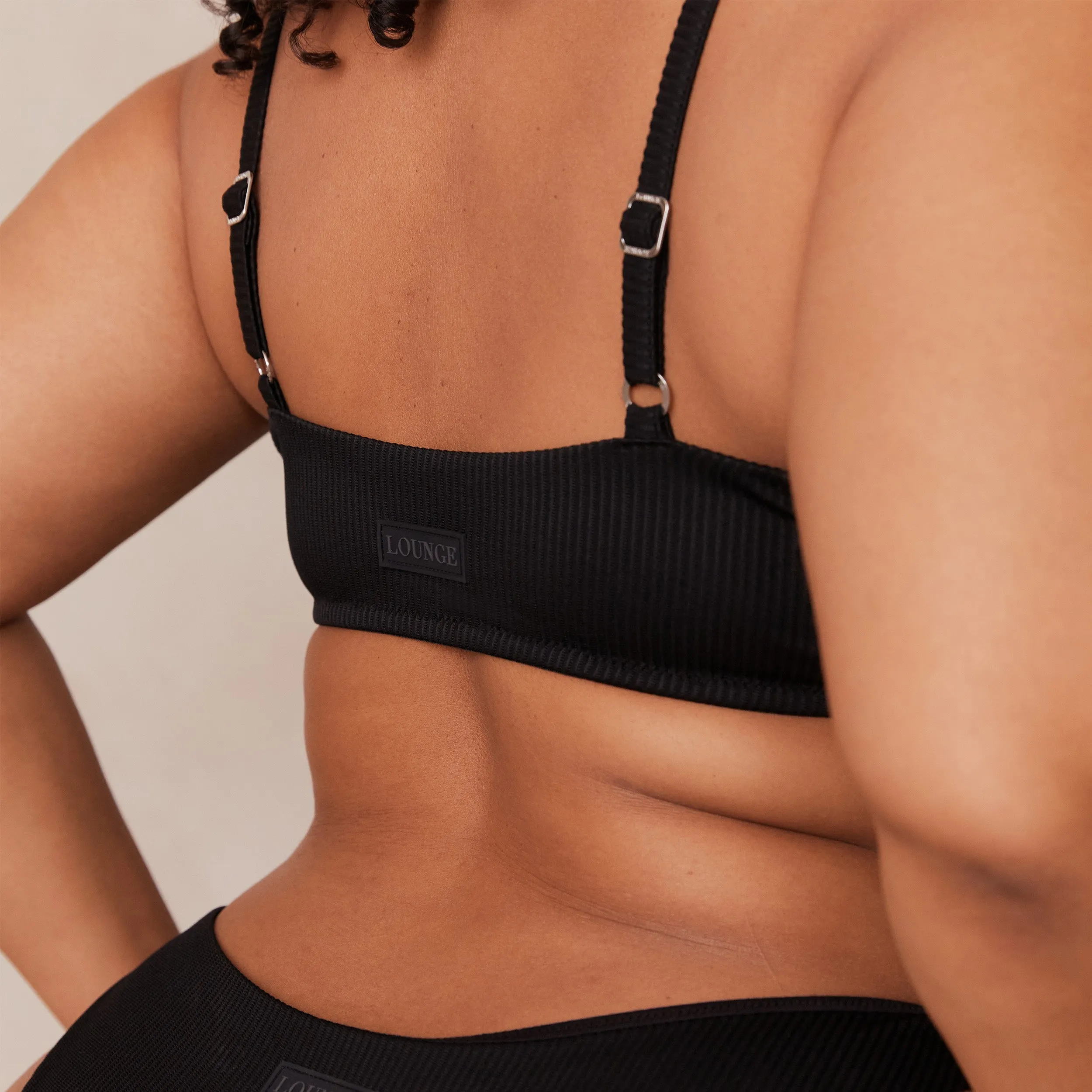Ribbed Triangle Soutien-Gorge - Noir