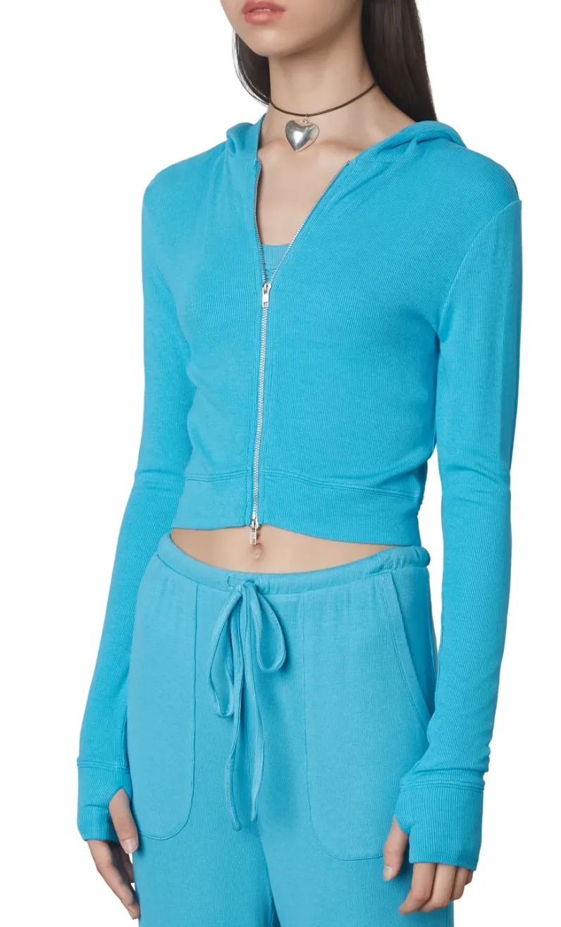 Ribbed Zip Up Hoodie