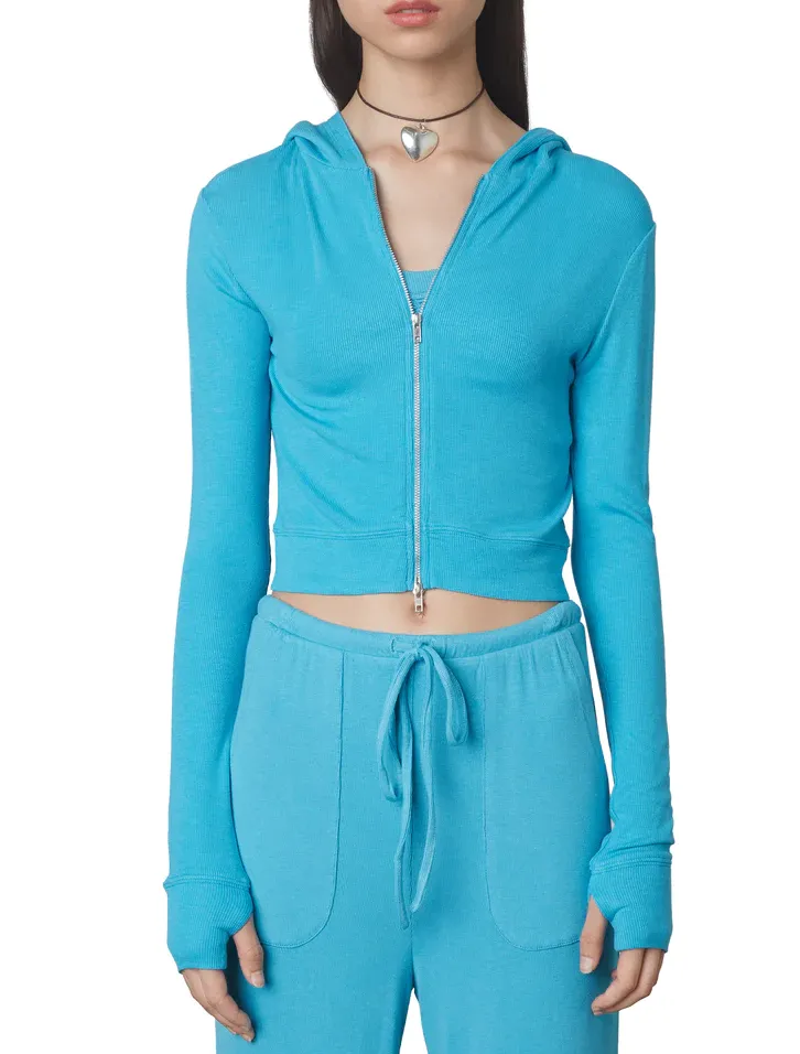 Ribbed Zip Up Hoodie