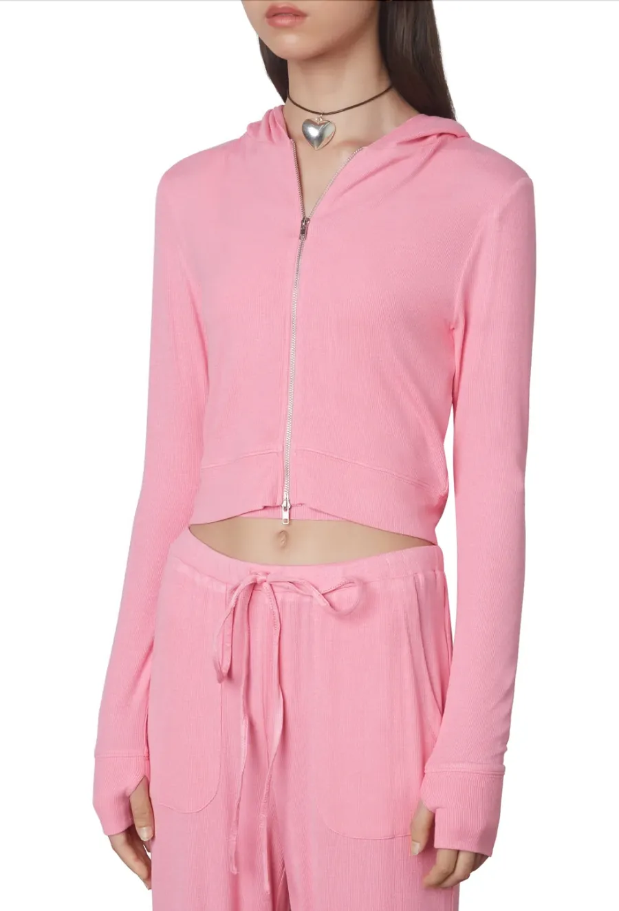 Ribbed Zip Up Hoodie