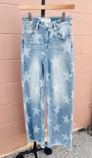 Risen- High Rise Star Print Jeans