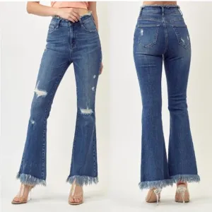 Risen Los Angeles High Rise Raw Hem Flare Jeans