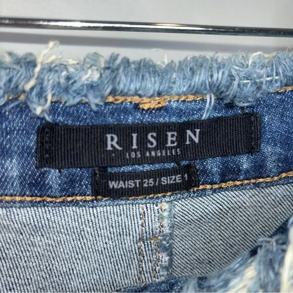 Risen Los Angeles High Rise Raw Hem Flare Jeans