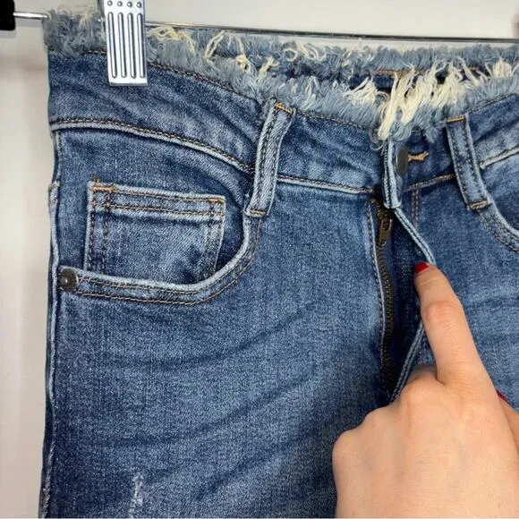 Risen Los Angeles High Rise Raw Hem Flare Jeans