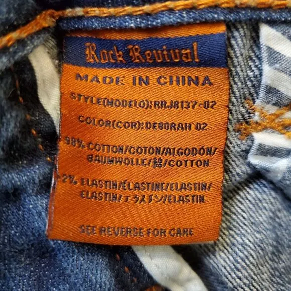 Rock Revival Deborah Boot Cut Jeans Low Rise Medium Wash Flap Pocket Size 28x30‎