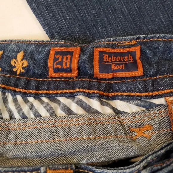 Rock Revival Deborah Boot Cut Jeans Low Rise Medium Wash Flap Pocket Size 28x30‎