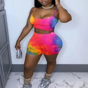 Rose Tie-Dye 2 Pieces Short Set