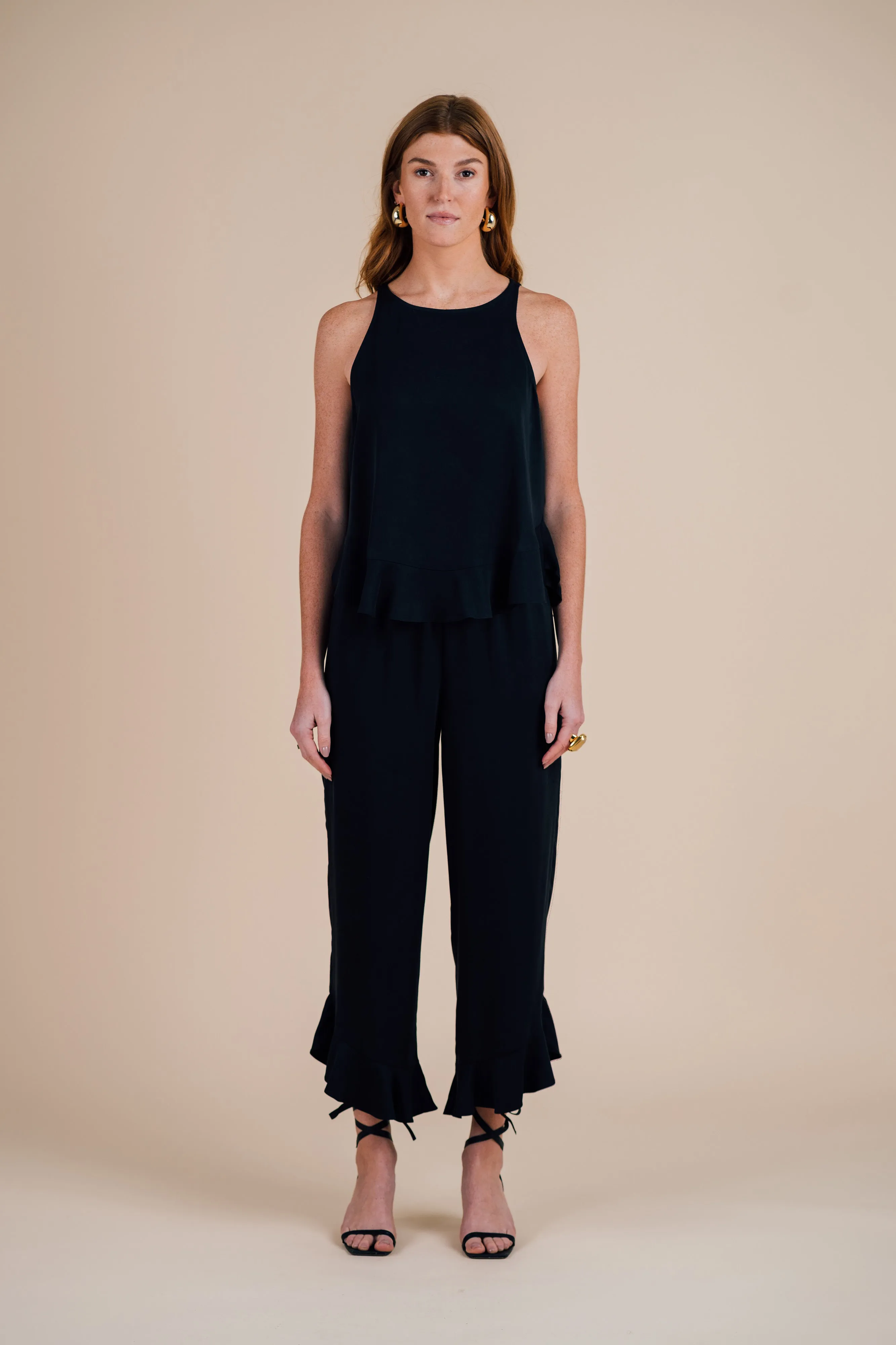 Ruffle Pant Set - Black Night
