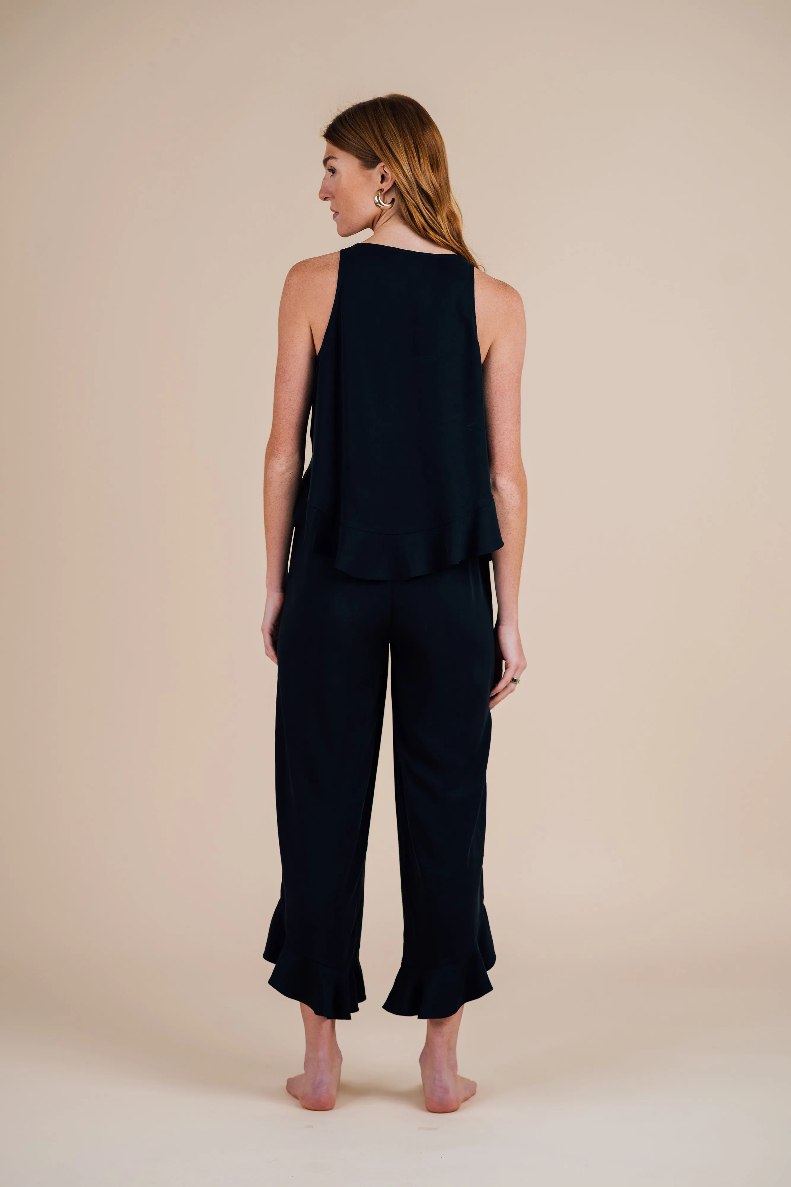 Ruffle Pant Set - Black Night