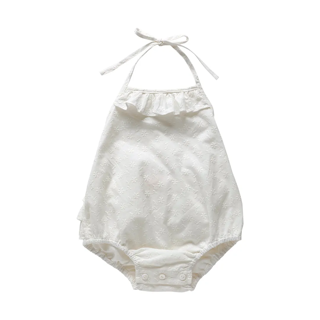 ruffle romper - silver bells broderie anglaise