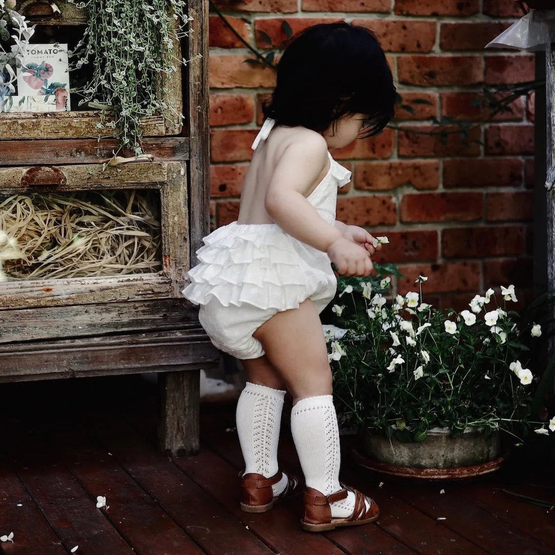 ruffle romper - silver bells broderie anglaise