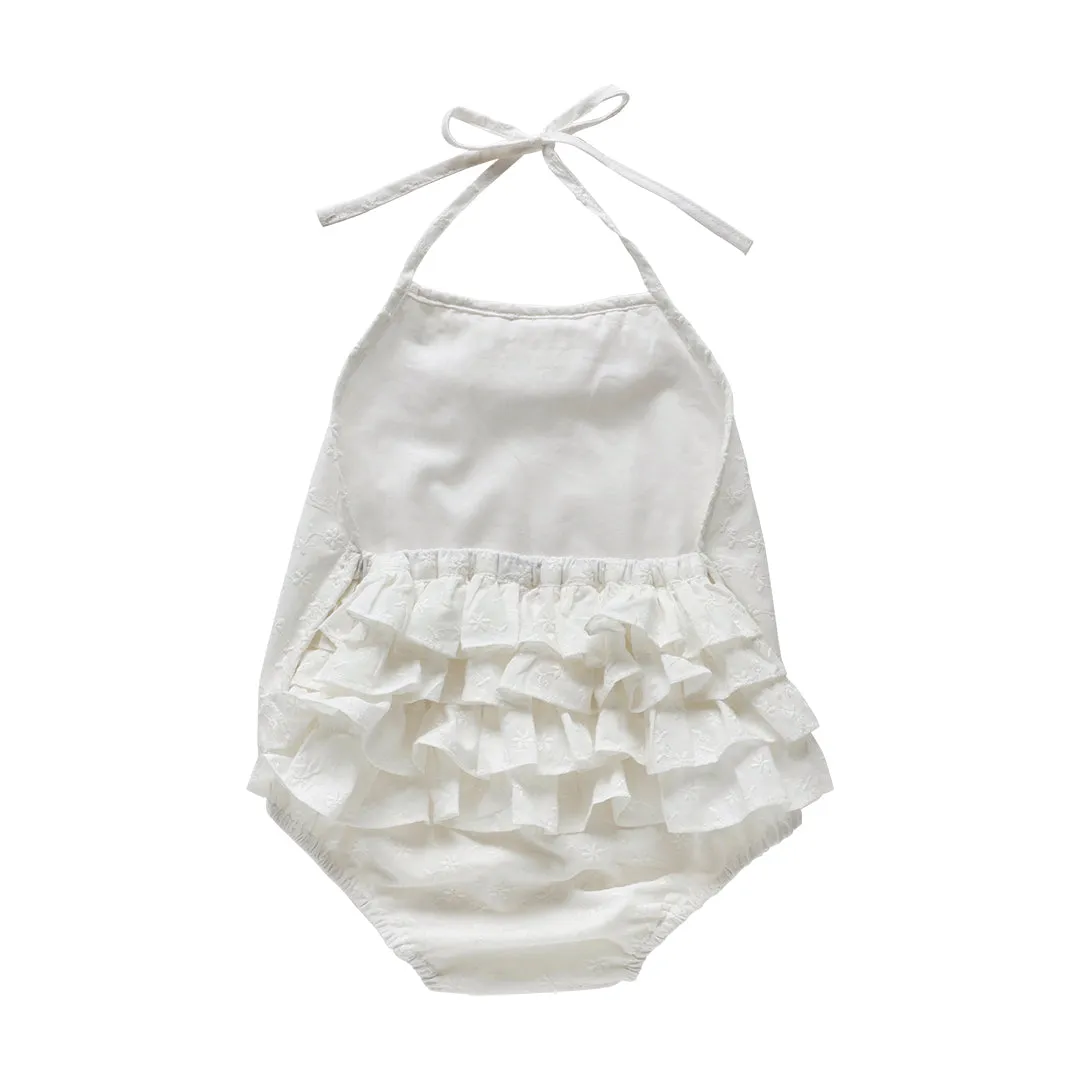 ruffle romper - silver bells broderie anglaise