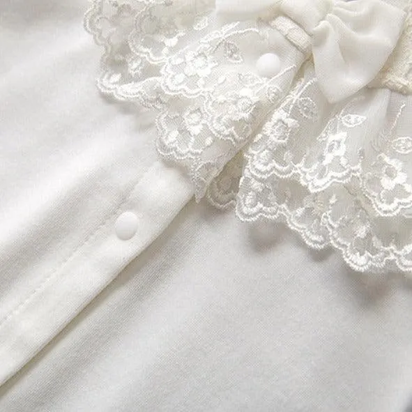 Ruffled Lace Romper & Bonnet Set
