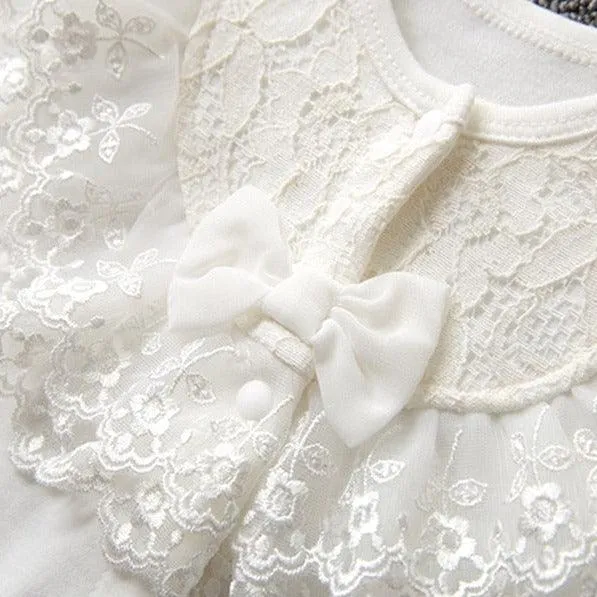 Ruffled Lace Romper & Bonnet Set