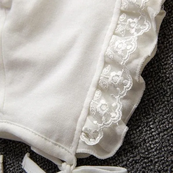Ruffled Lace Romper & Bonnet Set