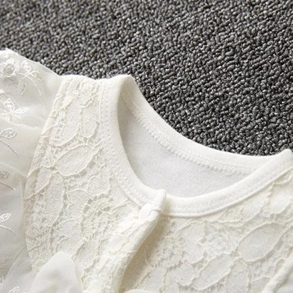 Ruffled Lace Romper & Bonnet Set