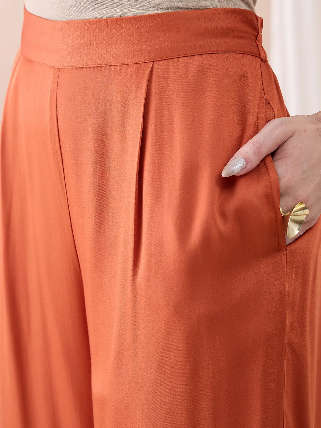 Rust High Low Tunic With Straight Pant