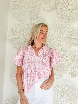 Sail to Sable Pink Floral Blouse