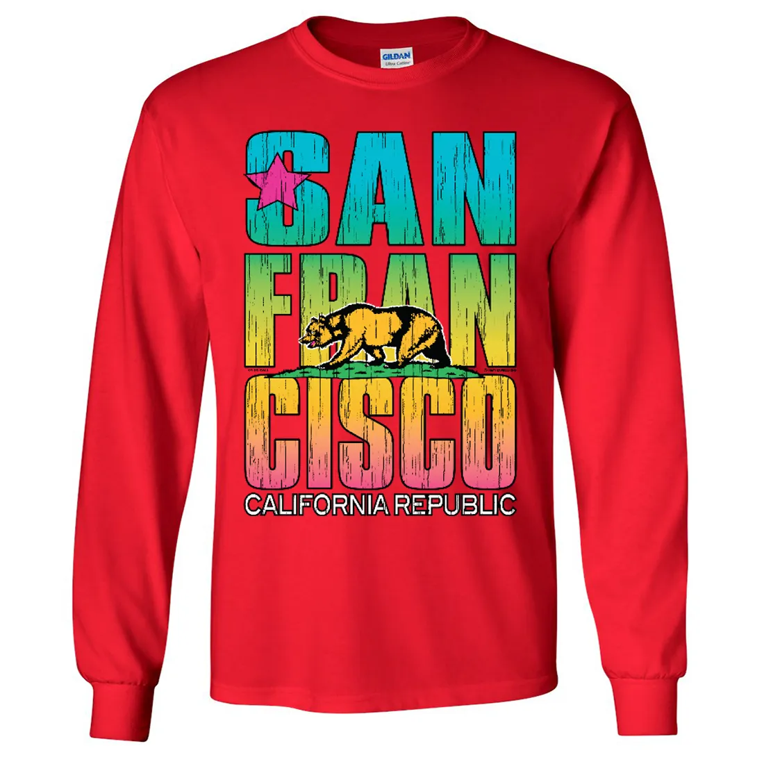 San Francisco California Neon Rainbow Long Sleeve Shirt