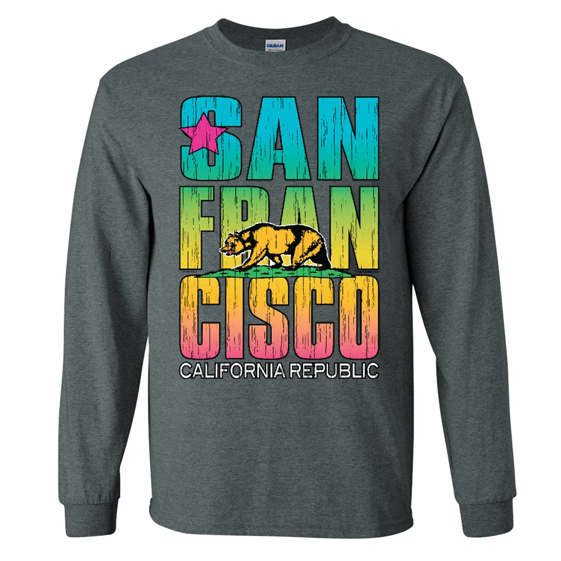 San Francisco California Neon Rainbow Long Sleeve Shirt