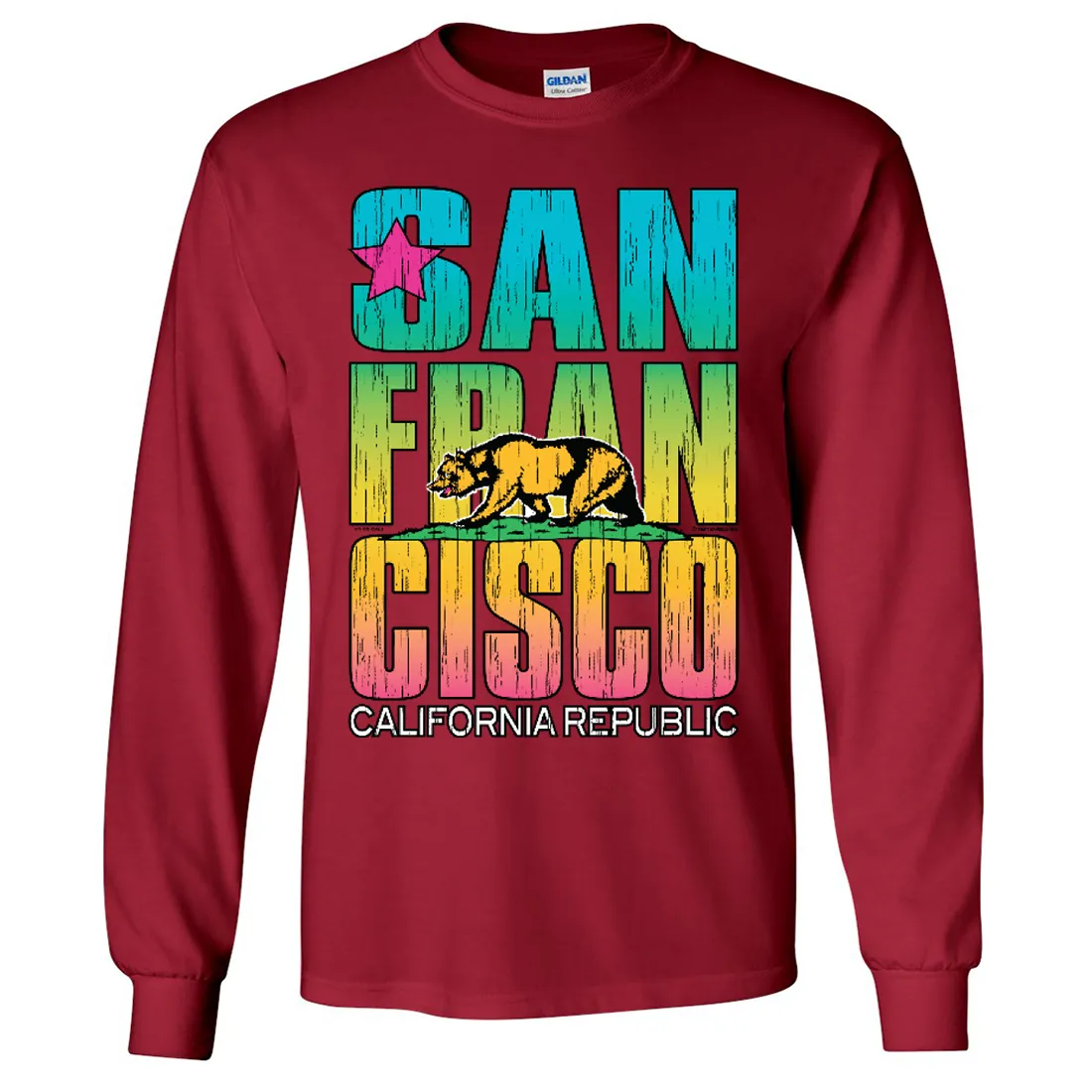 San Francisco California Neon Rainbow Long Sleeve Shirt