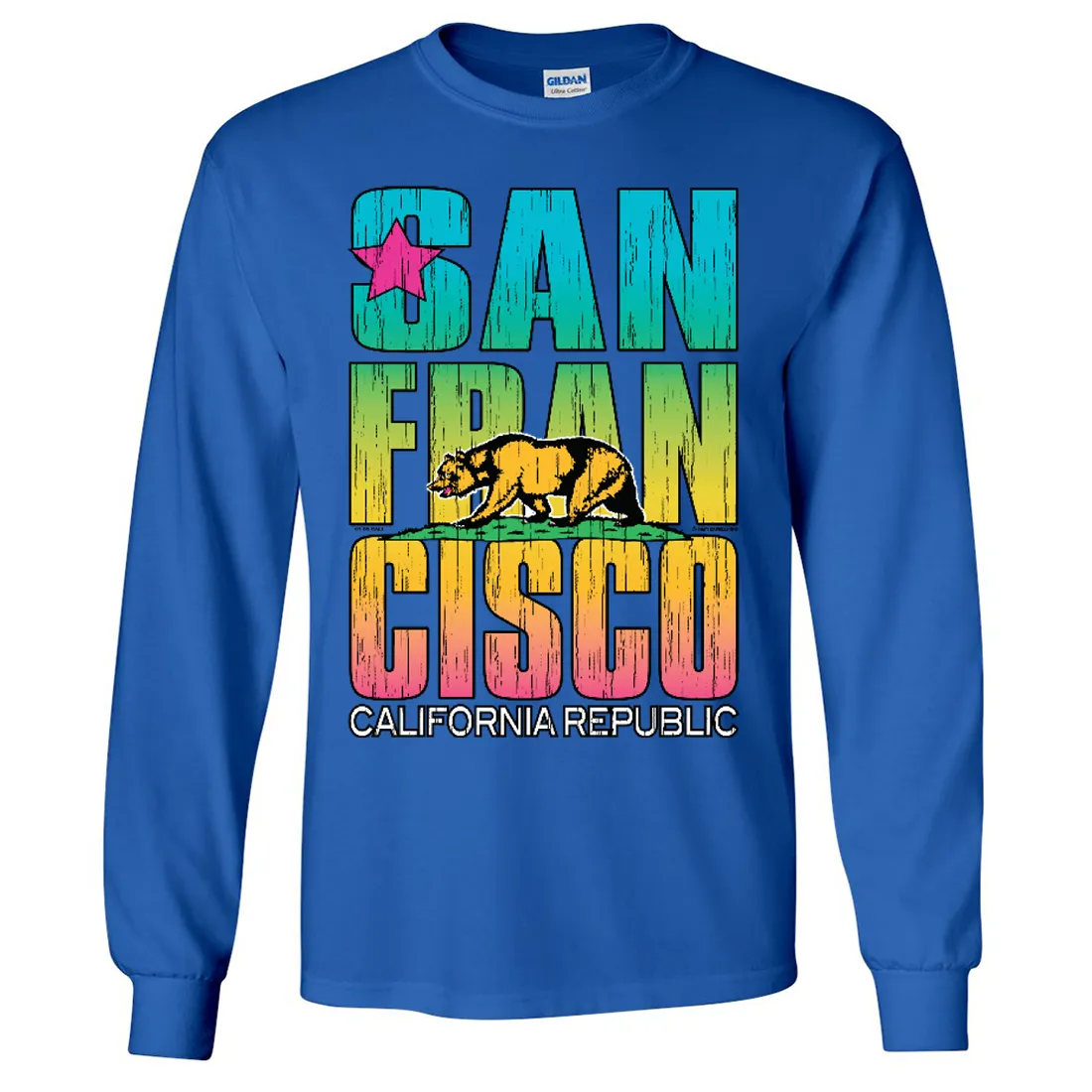 San Francisco California Neon Rainbow Long Sleeve Shirt