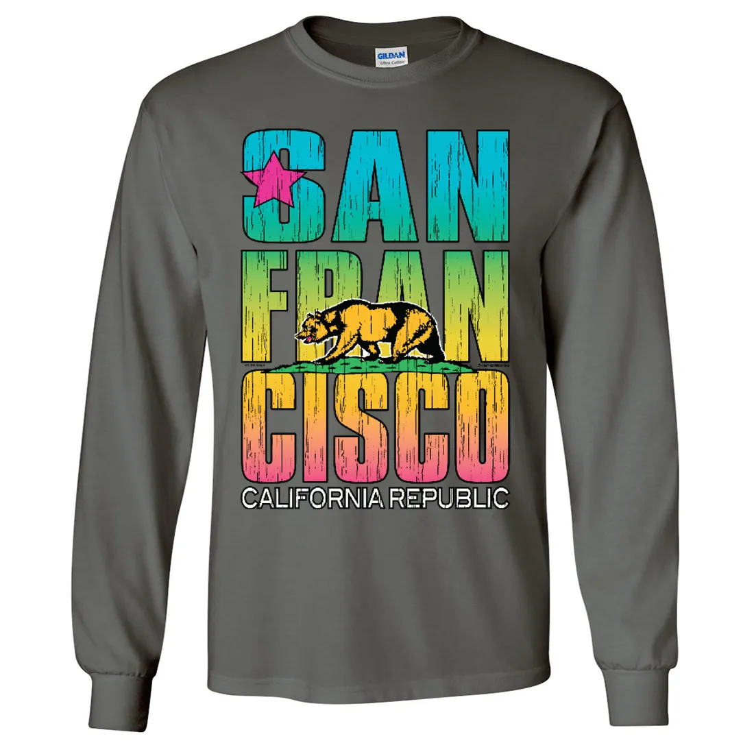 San Francisco California Neon Rainbow Long Sleeve Shirt