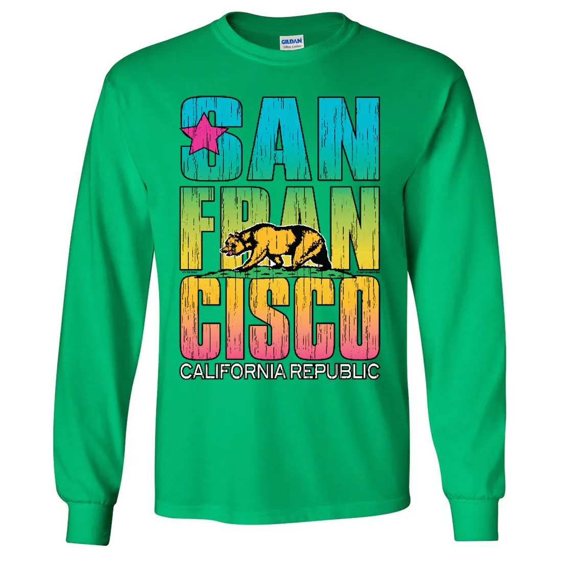 San Francisco California Neon Rainbow Long Sleeve Shirt