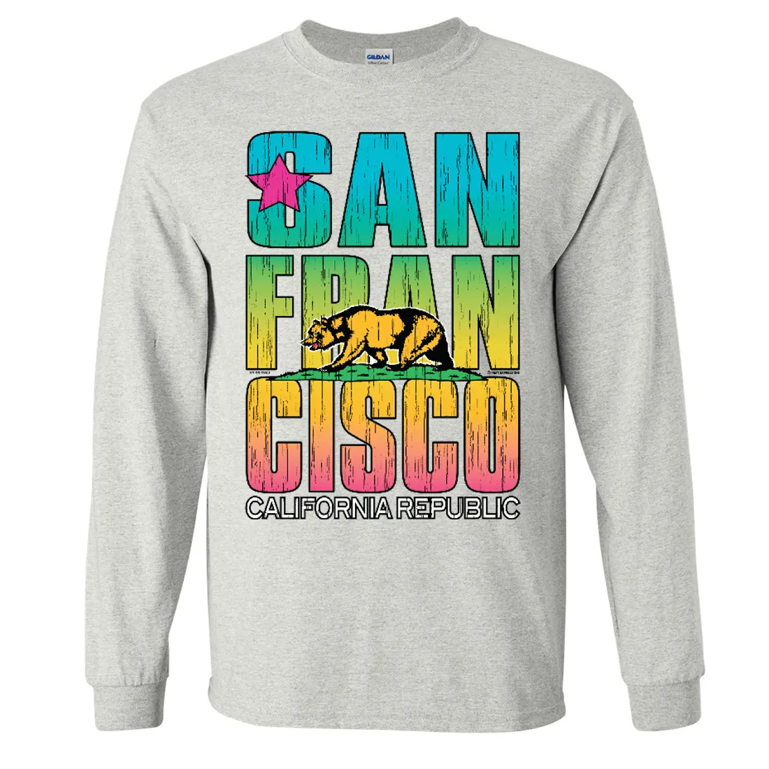 San Francisco California Neon Rainbow Long Sleeve Shirt