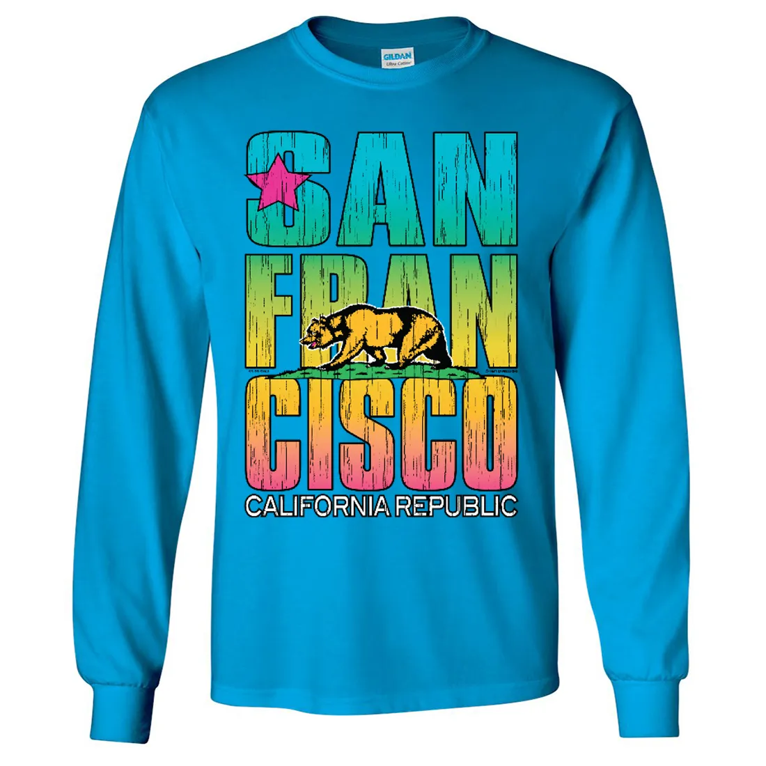 San Francisco California Neon Rainbow Long Sleeve Shirt