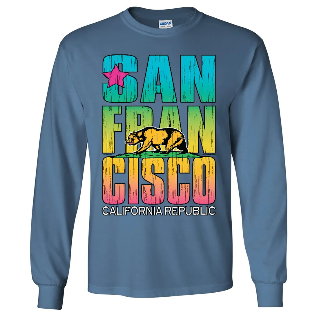 San Francisco California Neon Rainbow Long Sleeve Shirt