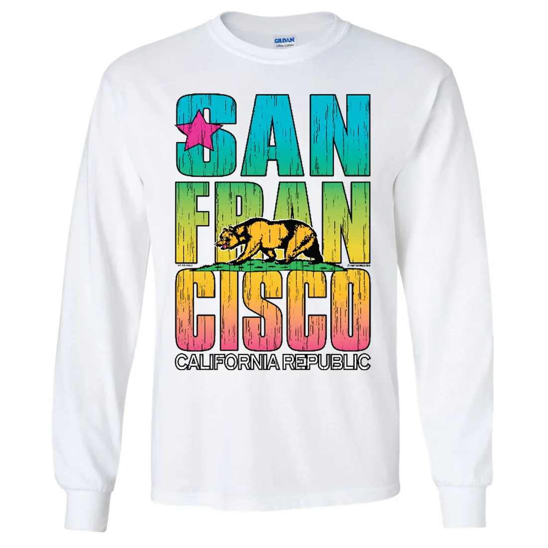San Francisco California Neon Rainbow Long Sleeve Shirt