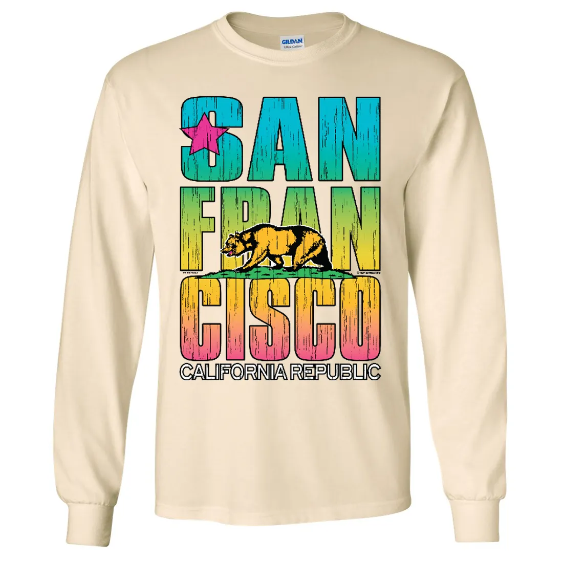 San Francisco California Neon Rainbow Long Sleeve Shirt