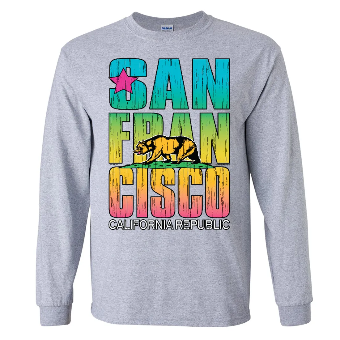 San Francisco California Neon Rainbow Long Sleeve Shirt