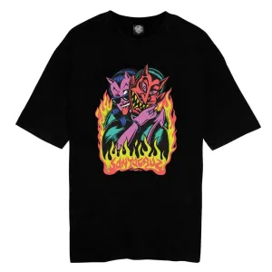 Santa Cruz Womens T-Shirt Delfino Devil Front Oversized - Black