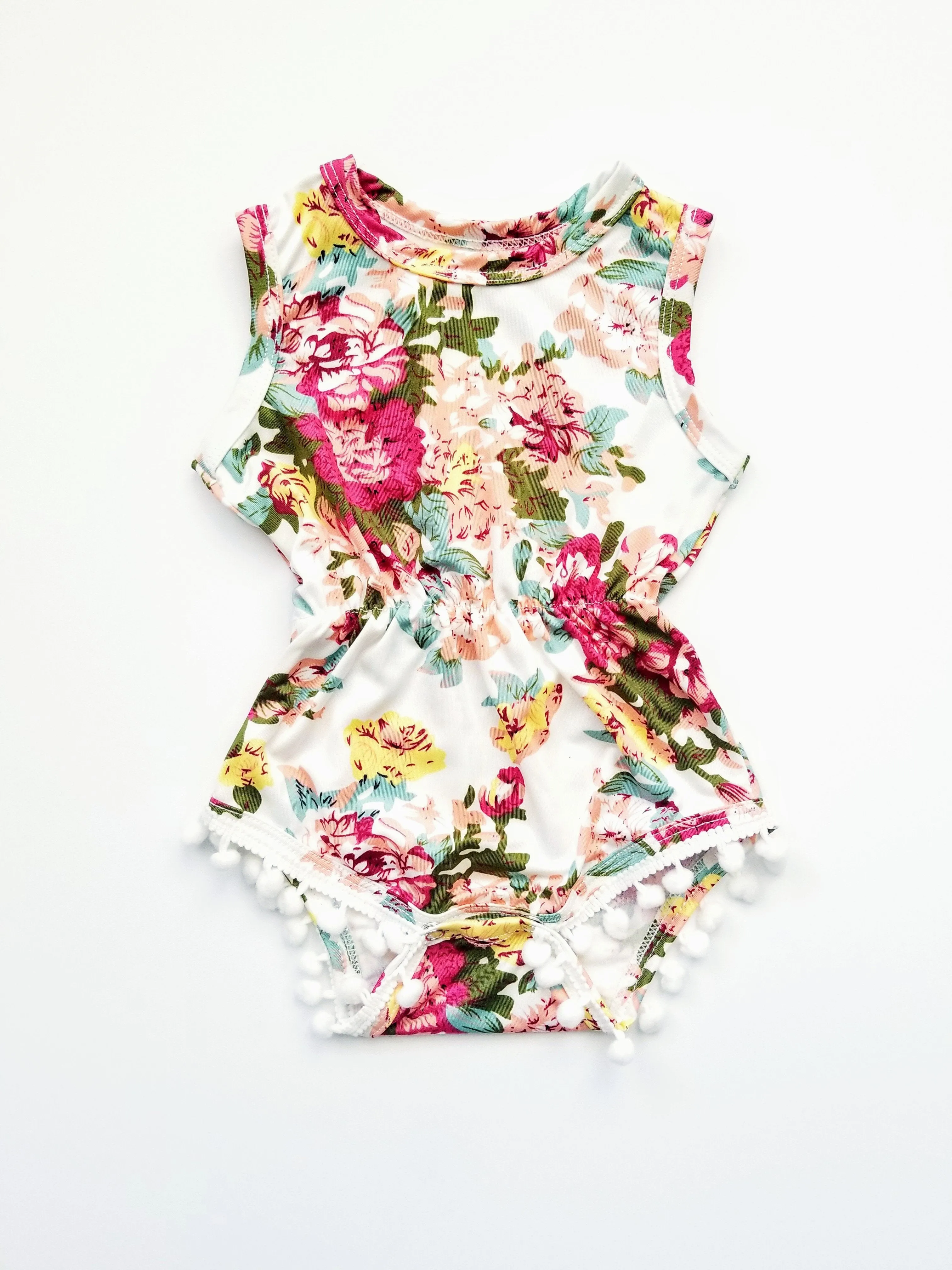 Scarlett Floral Pom Pom Romper Girl