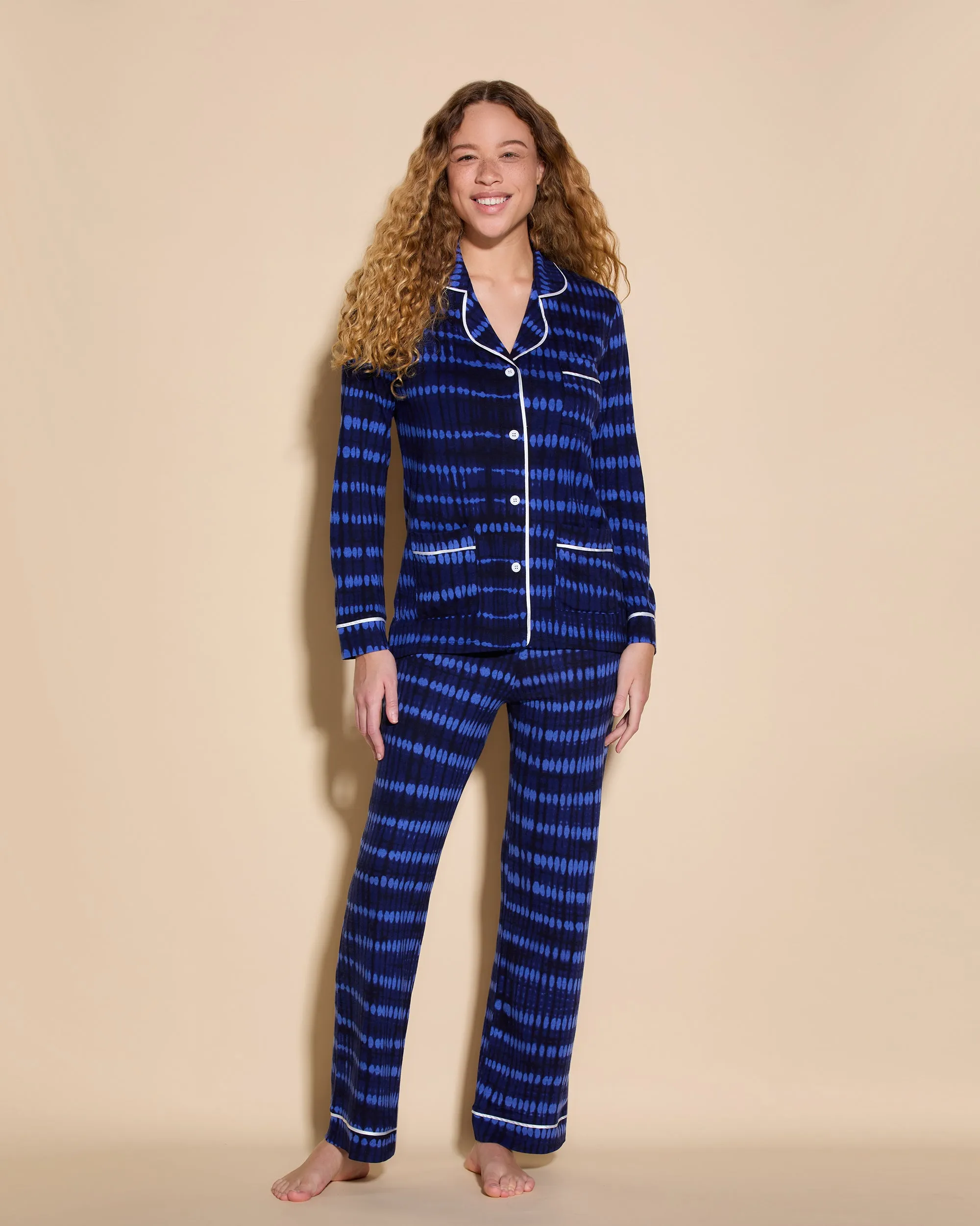 Schlafanzug Mit 3 Taschen, Langärmeliges Top Und Hose