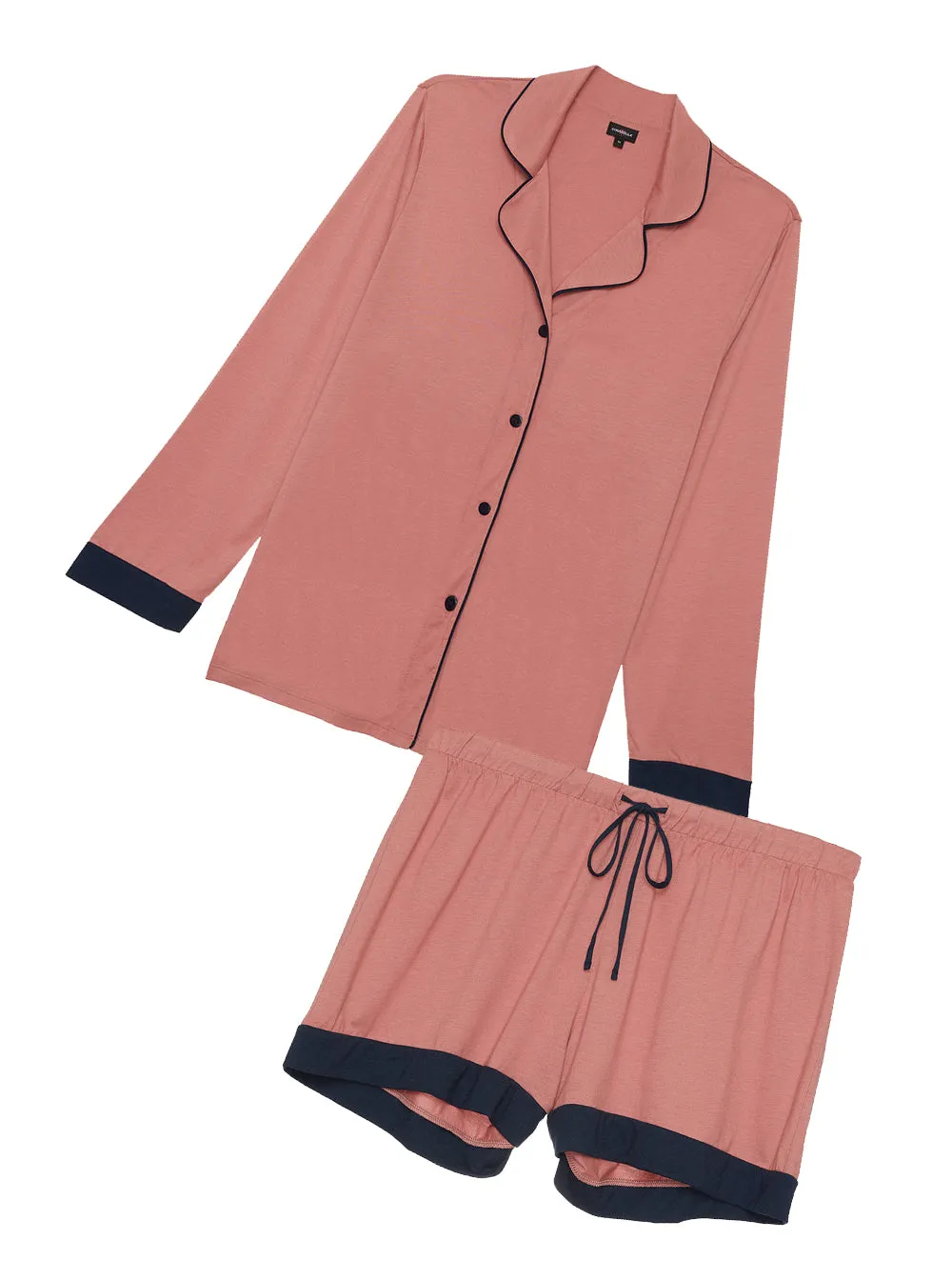 Schlafanzug Mit Langarm-Oberteil & Shorts In Übergrößen