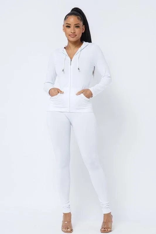 Seamless Zip Up Hoodie Jacket And Leggings Set