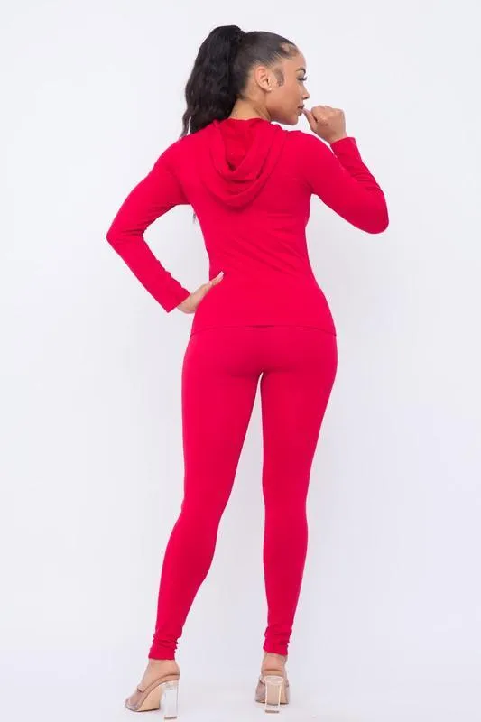 Seamless Zip Up Hoodie Jacket And Leggings Set