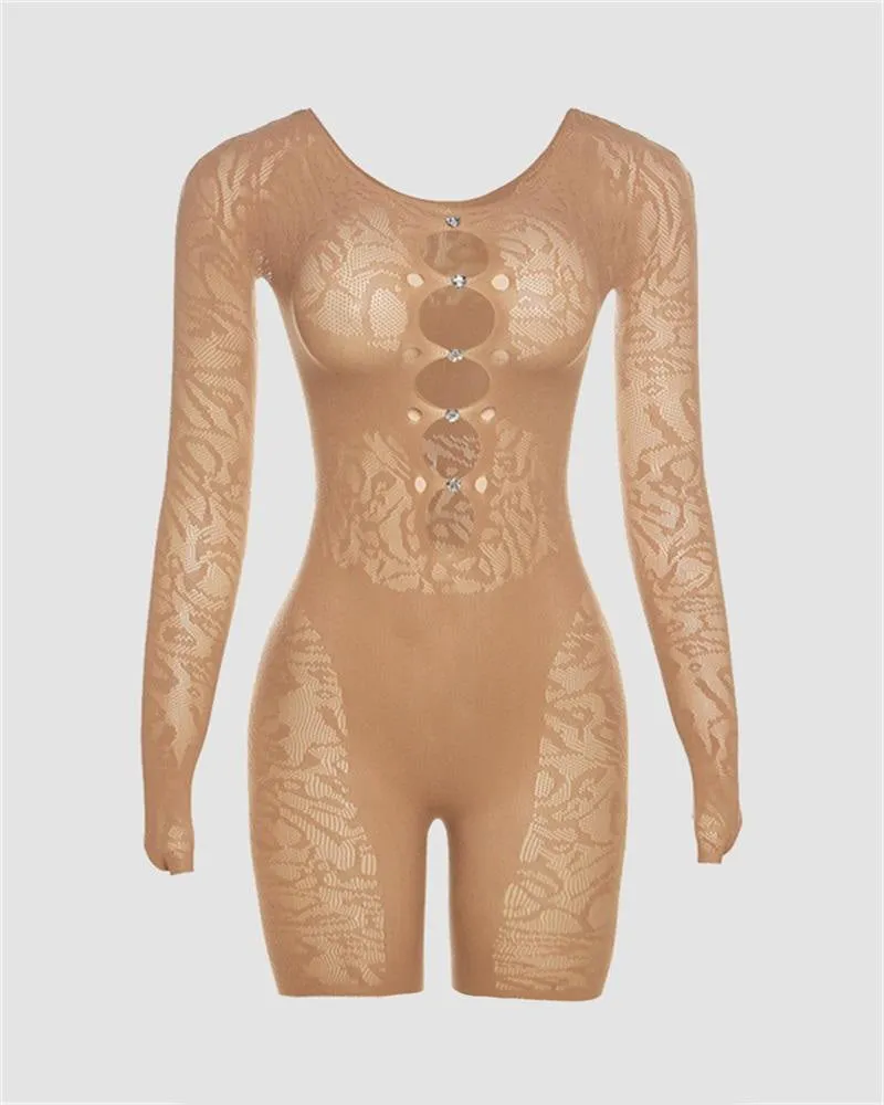 See-Through Lace Cut Out Jumpsuit