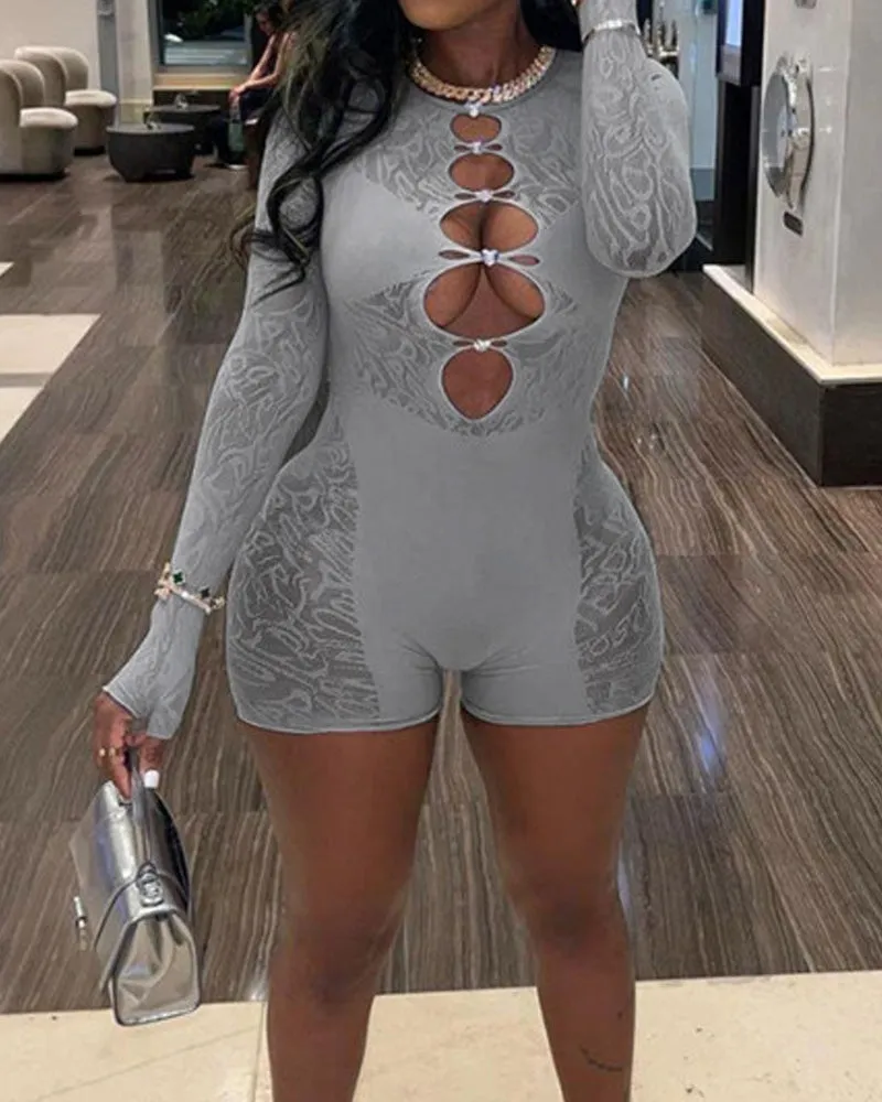 See-Through Lace Cut Out Jumpsuit