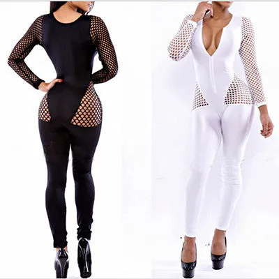 Sexy ladies bodysuits Long Sleeve Slim Pants Jumpsuit Sexy Bodysuit Rompers One Size