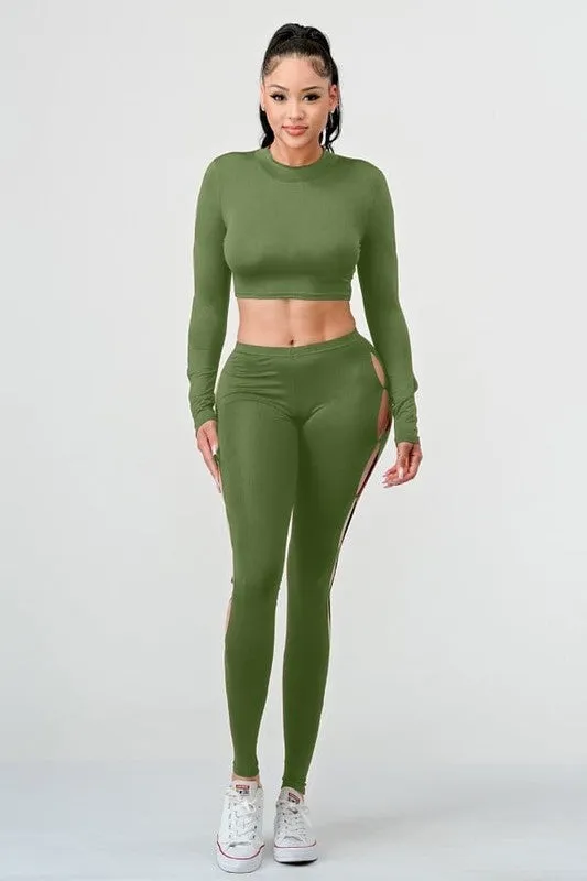 Shape Black Snatched Rib Cut Out Side Leggings