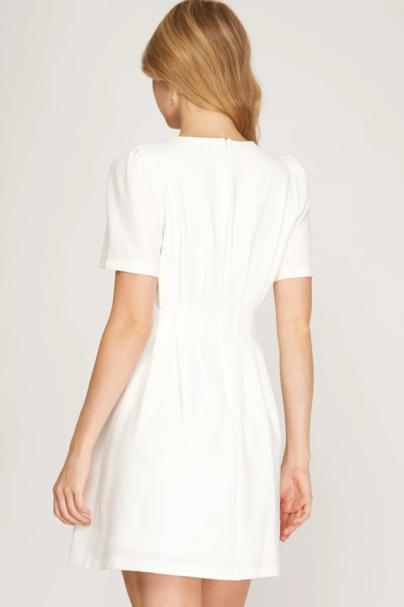 SHILOH SHORT SLEEVE WOVEN A-LINE MINI DRESS