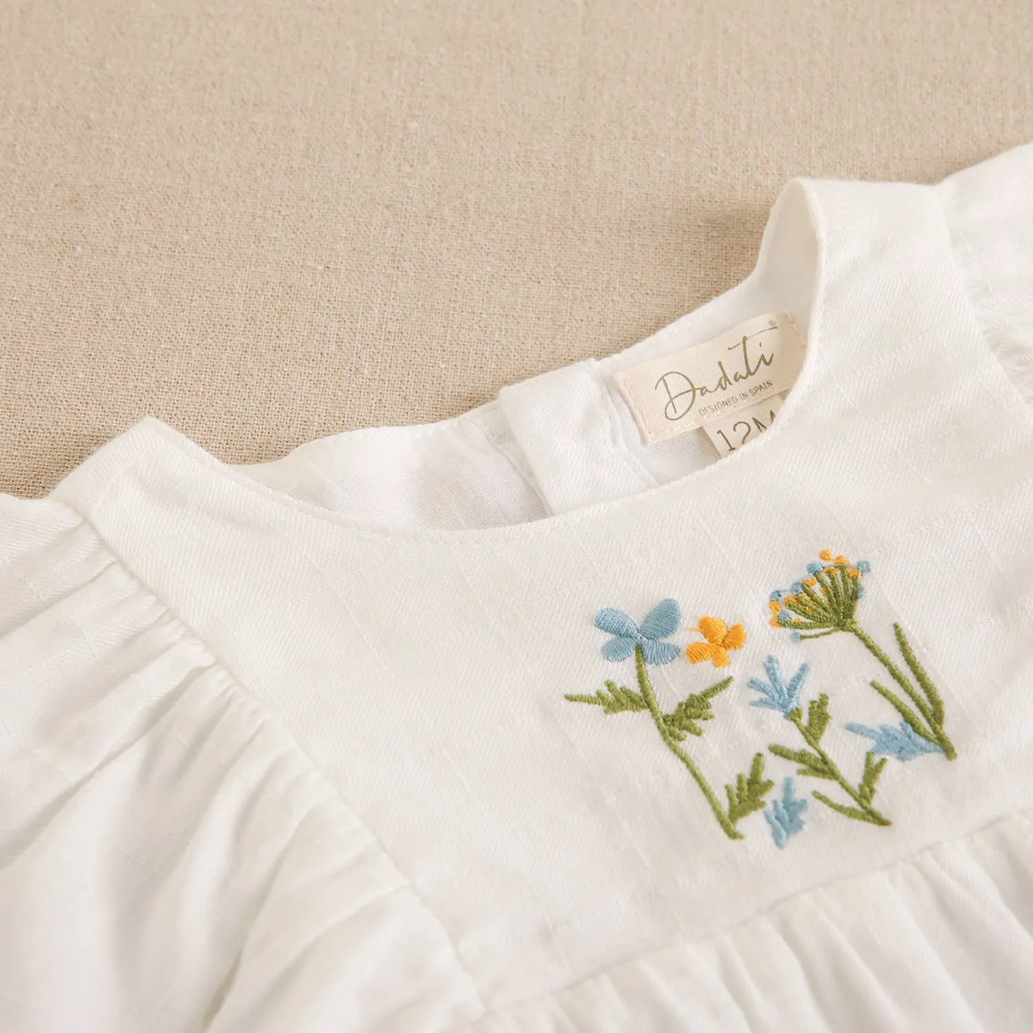 Short Sleeve Baby Girl's Frog with Flower Embroidery