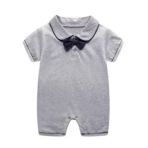 Short Sleeve Baby Romper Grey