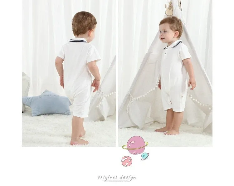 Short Sleeve Baby Romper White